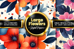 Large Flowers Digital Papers - 04 Variations Product Image 1