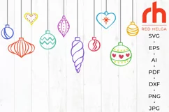 Christmas Baubles SVG, Balls on a String Cut File, Xmas DXF Product Image 2