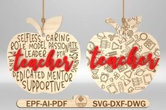 Teacher Apple Ornaments Svg, Gift for Teacher Product Image 1