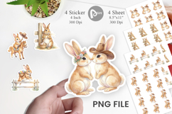 Western Cowboy Bunny Easter Sticker Product Image 1