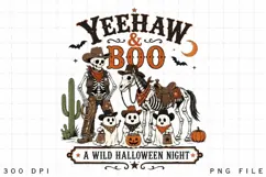 Yeehaw And Boo PNG Sublimation Design - Western Skeleton Cow Product Image 4