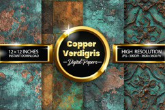 Copper Verdigris Digital Papers - 04 Variations Product Image 1