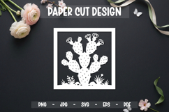 Cactus paper cut frame SVG for laser cutting and wall decor Product Image 1