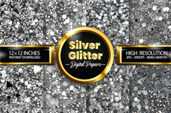 Silver Glitter Digital Papers - 04 Variations Product Image 1