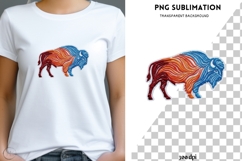 Embroidered Buffalo PNG | Colorful Bison Western Design Product Image 1