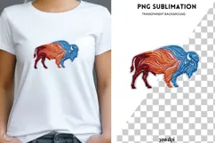 Embroidered Buffalo PNG | Colorful Bison Western Design Product Image 1
