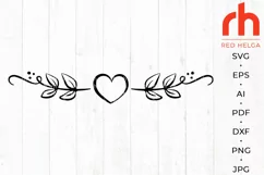 Heart Border SVG, Leaves Divider Cut File, Wedding Wreath Product Image 3