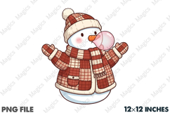 Cute Patchwork Snowman Christmas PNG Product Image 1