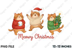 Meowy Christmas PNG, Christmas Cat PNG Product Image 1