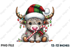 Highland Cow Christmas Png, Christmas Product Image 1