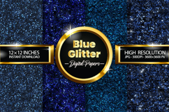 Blue Glitter Digital Papers - 04 Variations Product Image 1