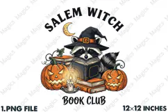 Funny Raccoon Salem Witch Book Club PNG Product Image 1