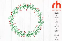 Holly Wreath SVG, Christmas Frame Cut File, Holly Berry DXF Product Image 3