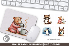 Caffeinated Grumpy Animal Mouse Pad Product Image 1