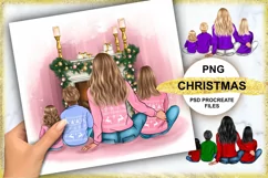 Christmas Family Look Clipart mom and kids Product Image 1