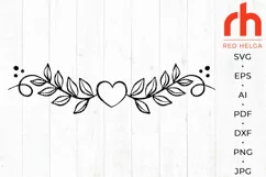 Heart Border SVG, Leaves Divider Cut File, Branch Wreath DXF Product Image 2