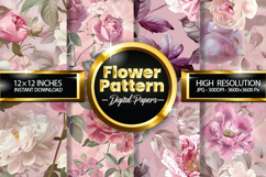 Flower Pattern Digital Papers - 04 Variations Product Image 1