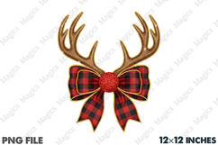 Christmas Reindeer Coquette Bow PNG Product Image 1