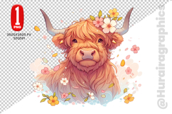Cute Highland Cow Clipart - PNG File Product Image 2