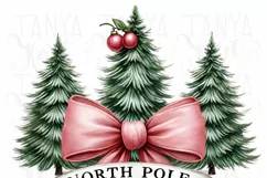 North Pole PNG Sublimation Design, Pink Christmas Shirt Product Image 3