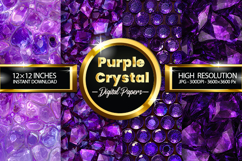 Purple Crystal Digital Papers - 04 Variations Product Image 1