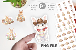 Western Cowboy Bunny Easter Sticker Product Image 1