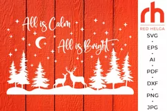 All is Calm All is Bright SVG, Christmas Scene Cut File Product Image 3