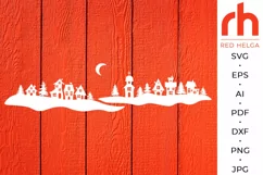 Christmas Village SVG, Winter Street DXF, Snowy Landscape Product Image 2