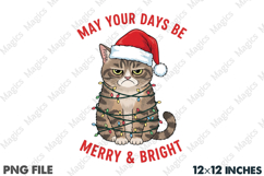 Grumpy Christmas Cat Sublimation PNG Product Image 1
