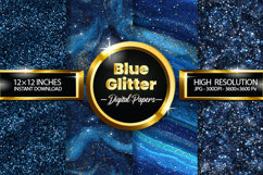 Luxurious Blue Glitter Digital Papers - 04 Variations Product Image 1
