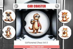 Caffeinated Grumpy Animal Car Coaster Product Image 1