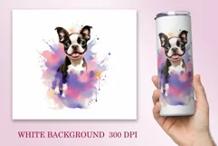 Watercolor Dog Sublimation Tumbler Wrap | 20 oz Straight Png Product Image 2