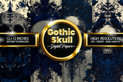 Gothic Skull Digital Papers - 04 Variations Product Image 1