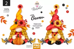 Watercolor autumn Gnomes, Autumn Gnomes, Autumn, Gnome woman Product Image 1