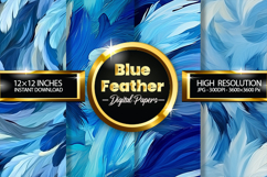 Blue Feather Digital Papers - 04 Variations Product Image 1