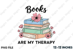 Book Are My Therapy Png, Flower Book Png Product Image 2