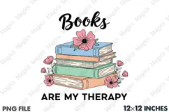 Book Are My Therapy Png, Flower Book Png Product Image 2