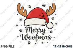Merry Woofmas Dog Christmas PNG T-shirt Product Image 1