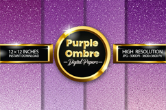Purple Ombre Glitter Digital Papers - 04 Variations Product Image 1