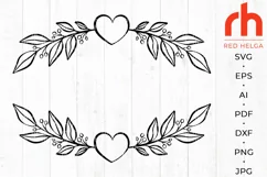 Heart Wreath SVG, Leaves Frame Cut File, Branch Border DXF Product Image 2