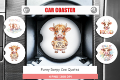 Funny Derpy Cow Quotes Car Coaster Product Image 1