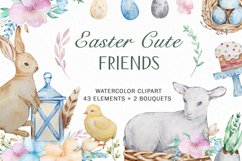 Watercolor Cute Easter Friend Clipart Product Image 1