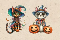 Watercolor Halloween Spooky Cat 2 PNG sublimation Product Image 2