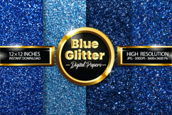 Blue Glitter Digital Papers - 04 Variations Product Image 1