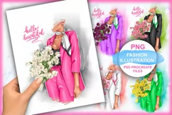 Clipart Tulips, Fashionable Girl with Tulips. Product Image 1