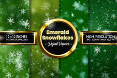 Emerald Snowflakes Digital Papers - 04 Variations Product Image 1