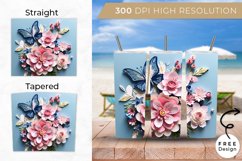 3D 20oz Butterfly and Flower Tumblers Sublimation Product Image 2