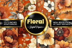Floral Digital Papers - 04 Variations Product Image 1