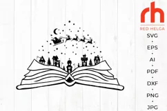 Christmas Book SVG, Xmas Village Cut File, Winter Houses DXF Product Image 2