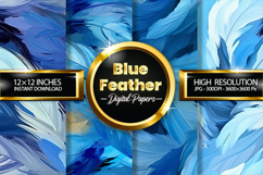 Blue Feather Digital Papers - 04 Variations Product Image 1